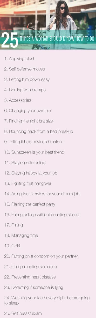 25 things woman should know how to do